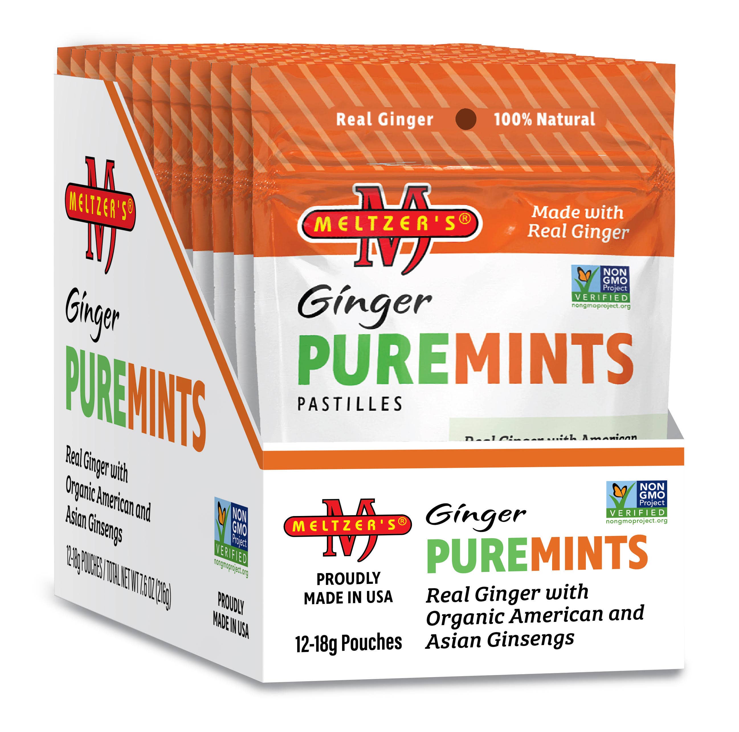Meltzer's Puremints – wholesale Mints – Meltzer's Puremints Ginger pastilles 30 mints pouch2