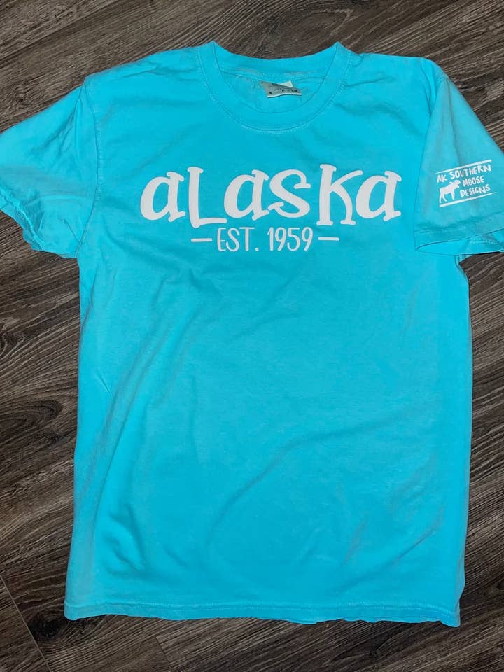 Customized State Tee - Puff Lettering for wholesale by AK Southern Moose Designs LLC