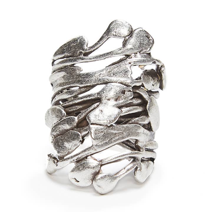 Handmade Brass Ring In Silver Plated - 6860 for wholesale by Chanour