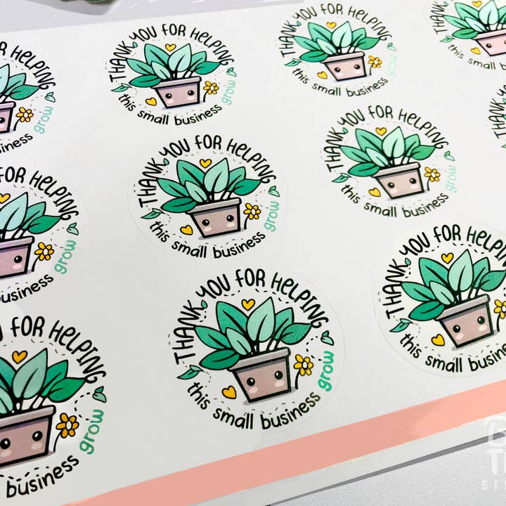 BootsTees - Wholesale Sticker - Cute Thank You Packing Stickers, 1.67" Water Resistant Round