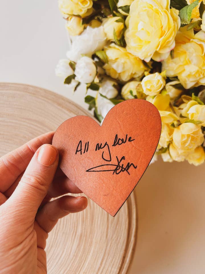 Custom Heart Shaped Leather Bookmark for wholesale by Left Grain