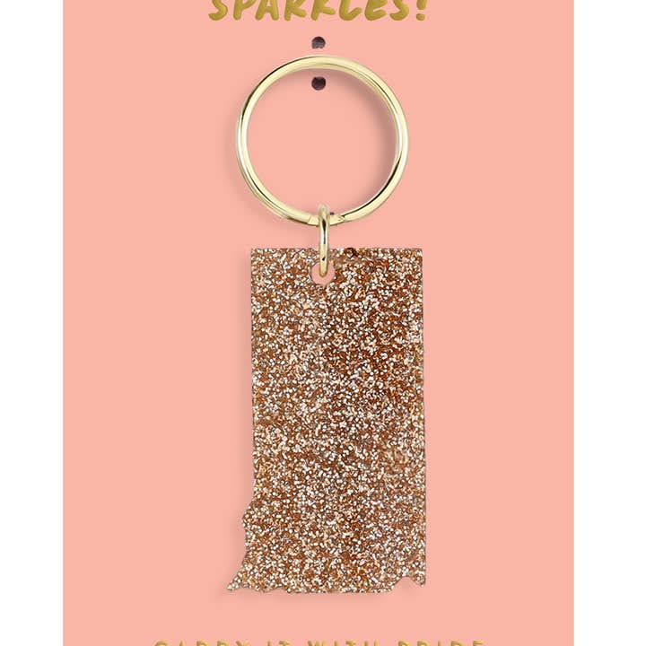 Glitter Keychain - State - SOUTH DAKOTA for wholesale by Lucky Feather
