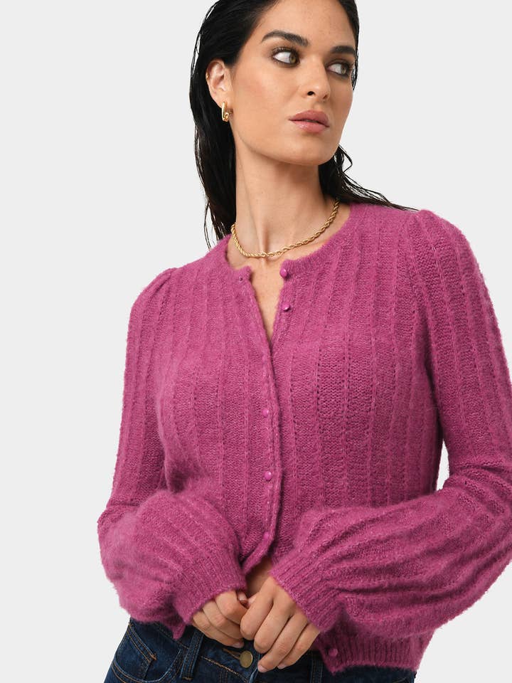 Forcast Women's Aura Fluffy Knit Cardigan for wholesale by Forcast