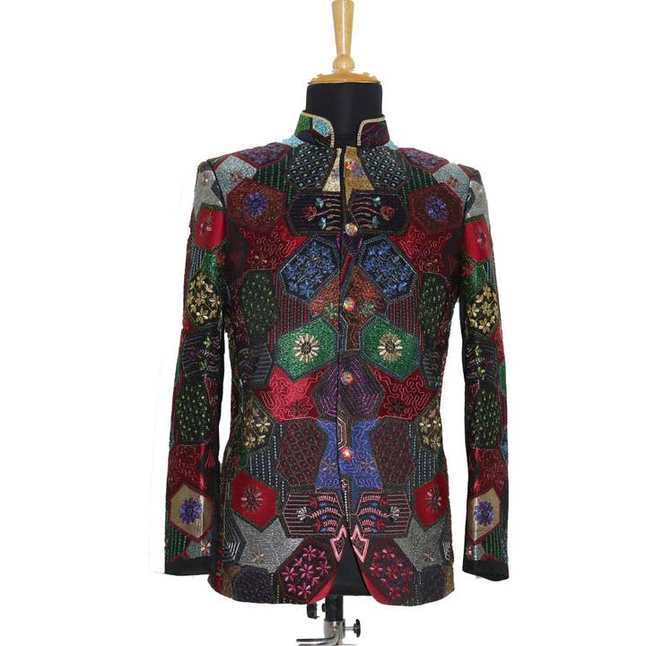 Men’s Multicolor Patch Embroidered Nehru Jacket Terry Rayon. and other Purchase wholesale zari thread. Free returns & net 60 terms on Faire trending on Faire.