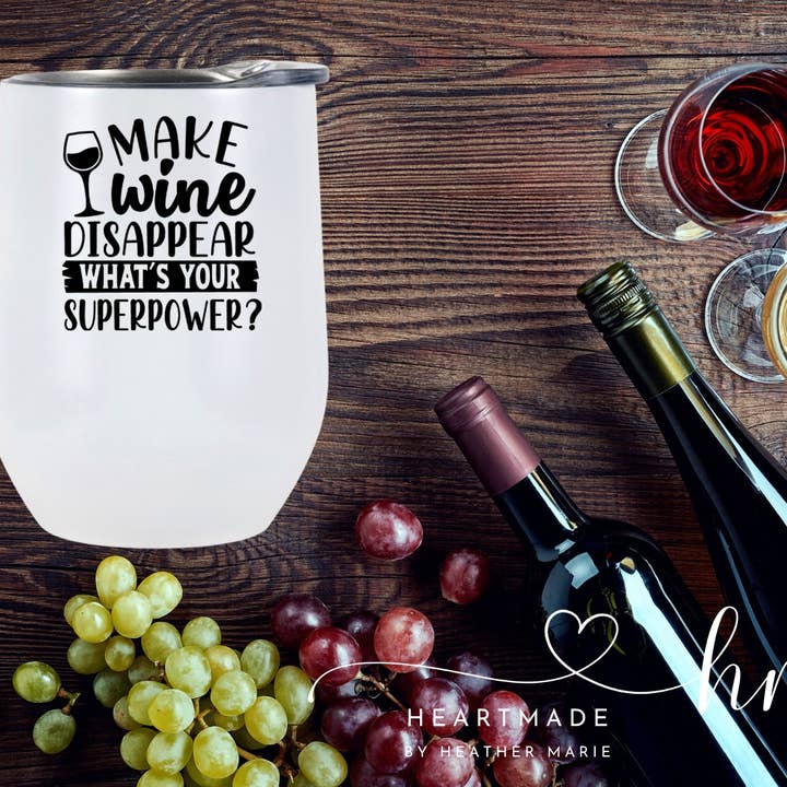 Heartmade By Heather Marie, LLC - Wholesale Insulated Mug/Tumbler - Superpower Wine Tumbler