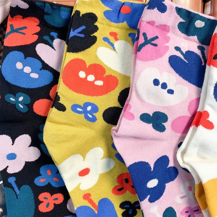 7DAYSSOCKS - Vente Chaussettes – femme - Chaussettes Fleur Crew pour Femmes7