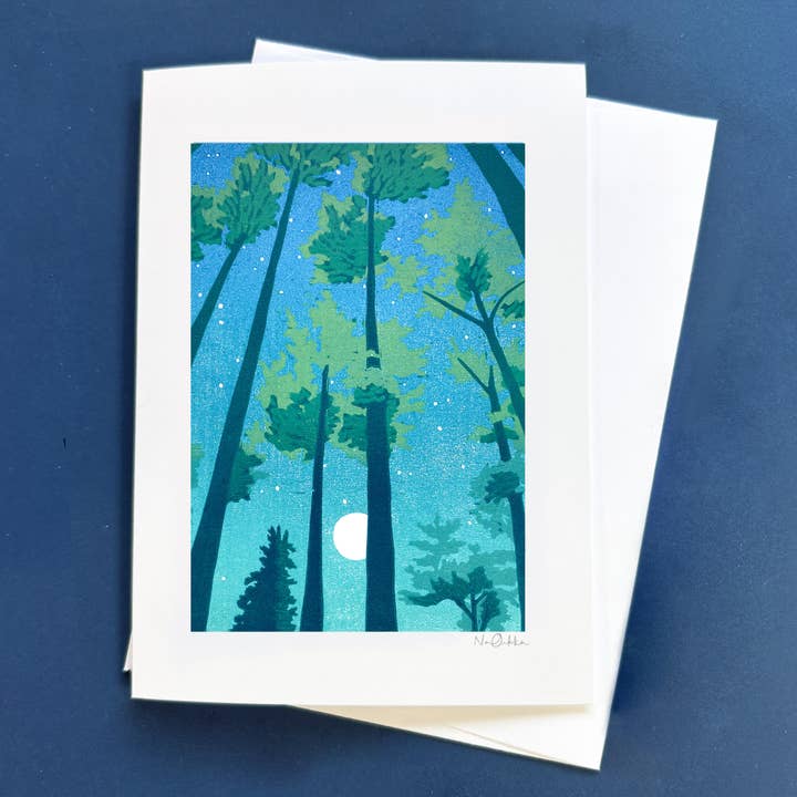 Nan Onkka Prints - Wholesale Everyday Greeting Card - Full Moon Forest Greeting Card