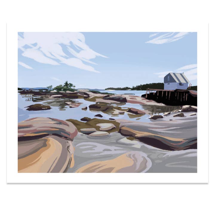 Deer Isle, Maine Print for wholesale by Kat Maus Haus Illustration