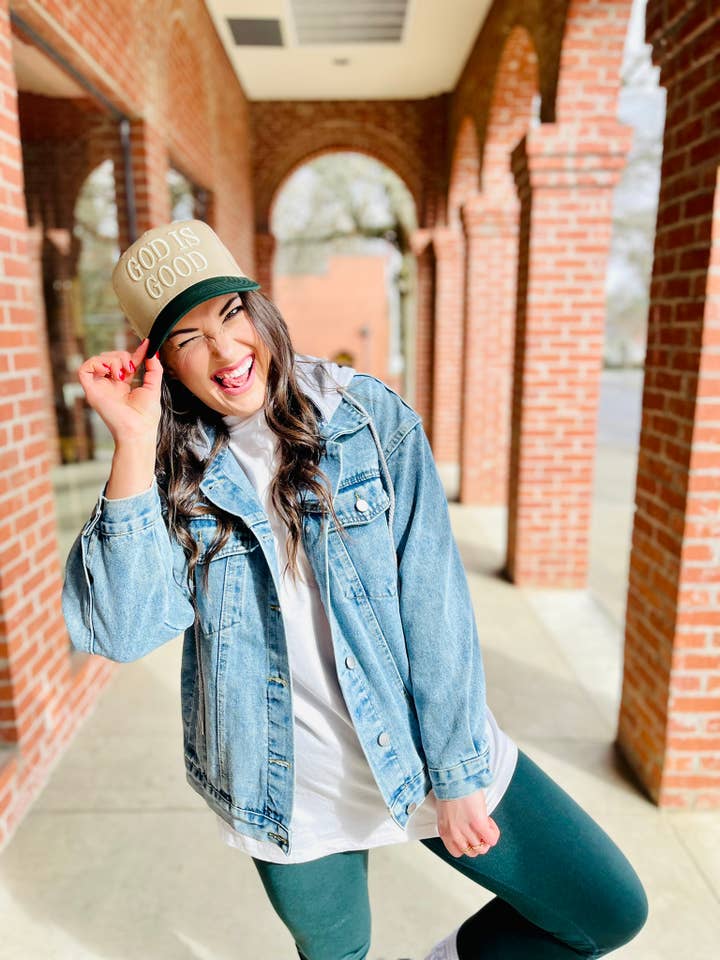 God is Good Embroidered Hat for wholesale by Driftwood Leather Co