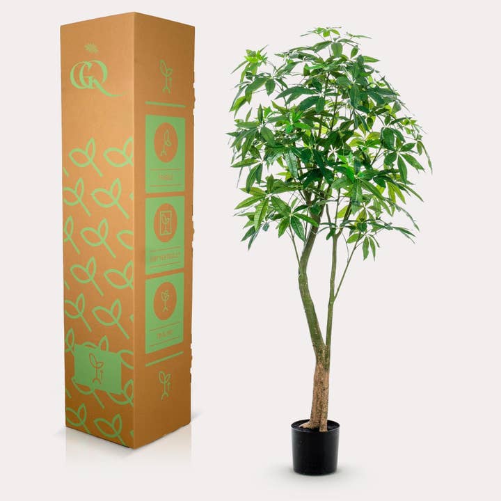 Oasis of Life - Wholesale Artificial Plant - Artificial Plant Pachira Aquatica β Money Tree 180cm β Deceptively Realistic with Shiny Leaves & Double Trunk β Maintenance-Free Artificial Tree for Home & Office3