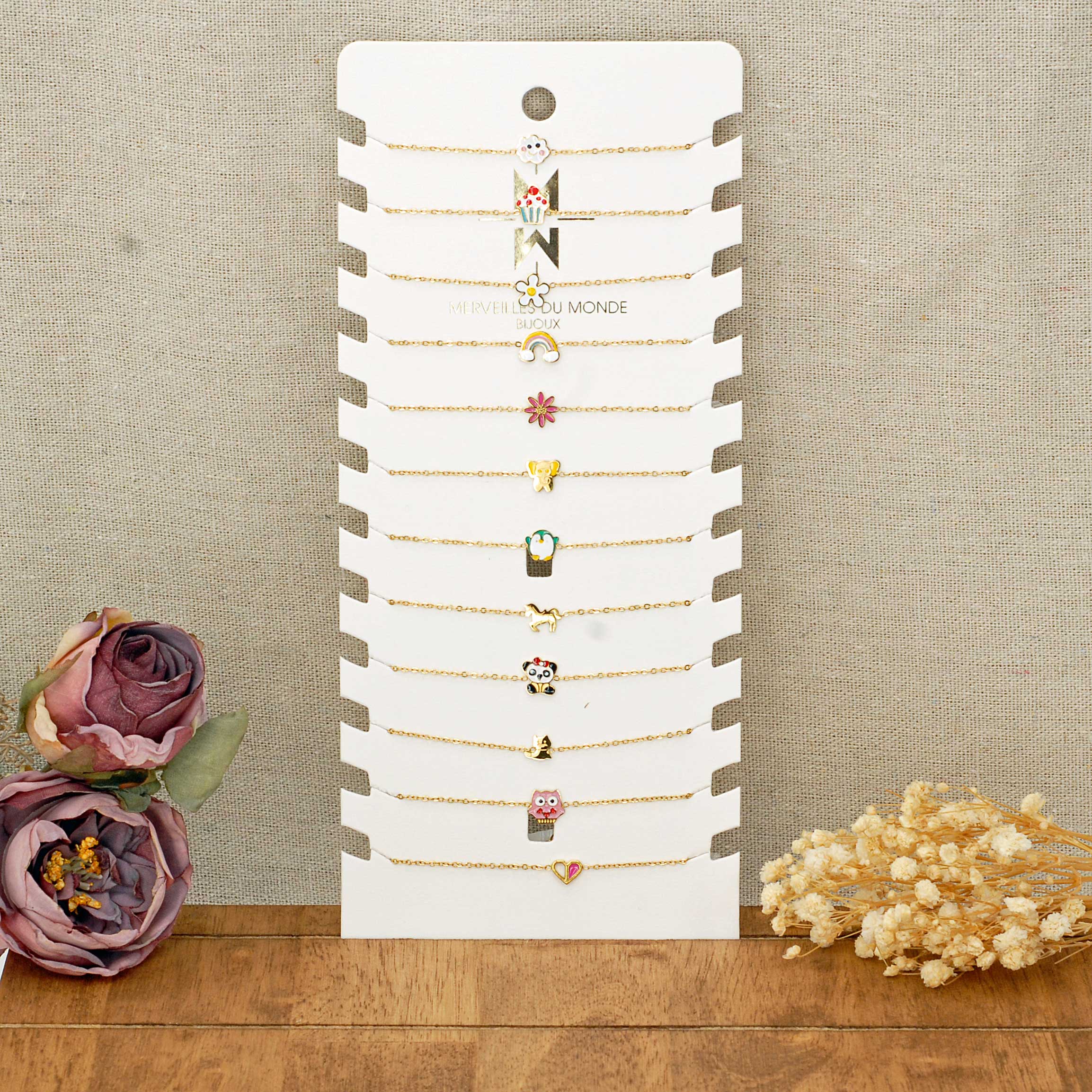 Merveilles du Monde - Vente Boîte/rangement à bijoux – enfant - Kit Bijoux enfant Acier inoxydable Doré3