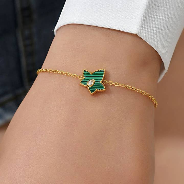 Korean Style Titanium Steel Malachite Bracelet 18K Gold Non- for wholesale by Noble Aurora