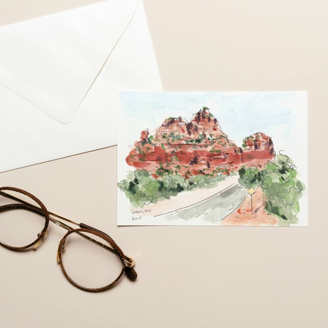 Maria Langgle – wholesale Everyday greeting card – Sedona Watercolor Folded Greeting Card with Envelope 5x71