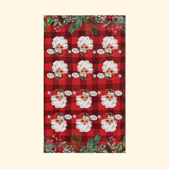 Subtle F*ck Trump Santa Claus Hand Towel for wholesale by Grateful Thread Co.