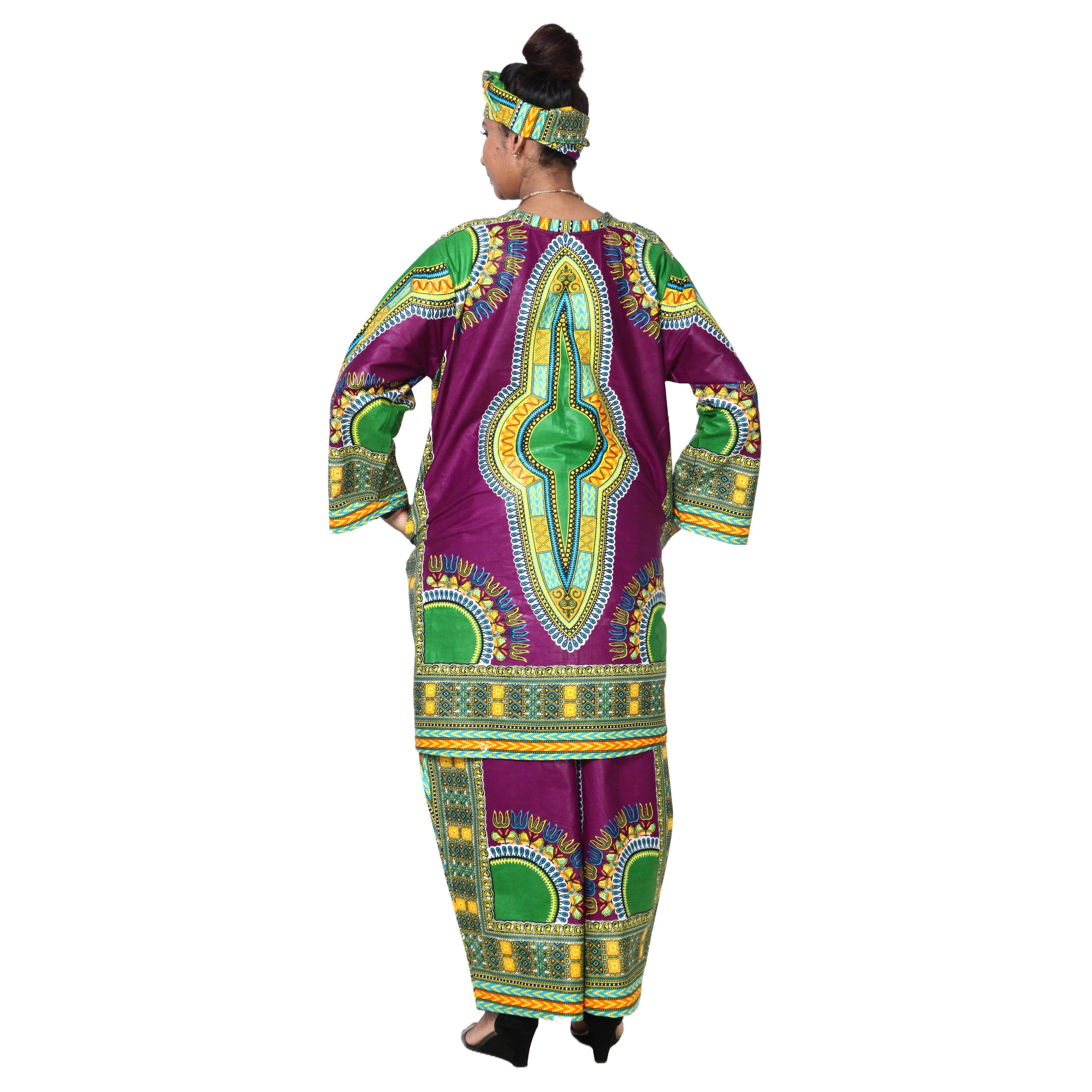 African Stars - Wholesale Top & Pant Set (NOT Loungewear) - Women's - Women's Dashiki Tunic Top and Matching Pants Set -- FI-40495