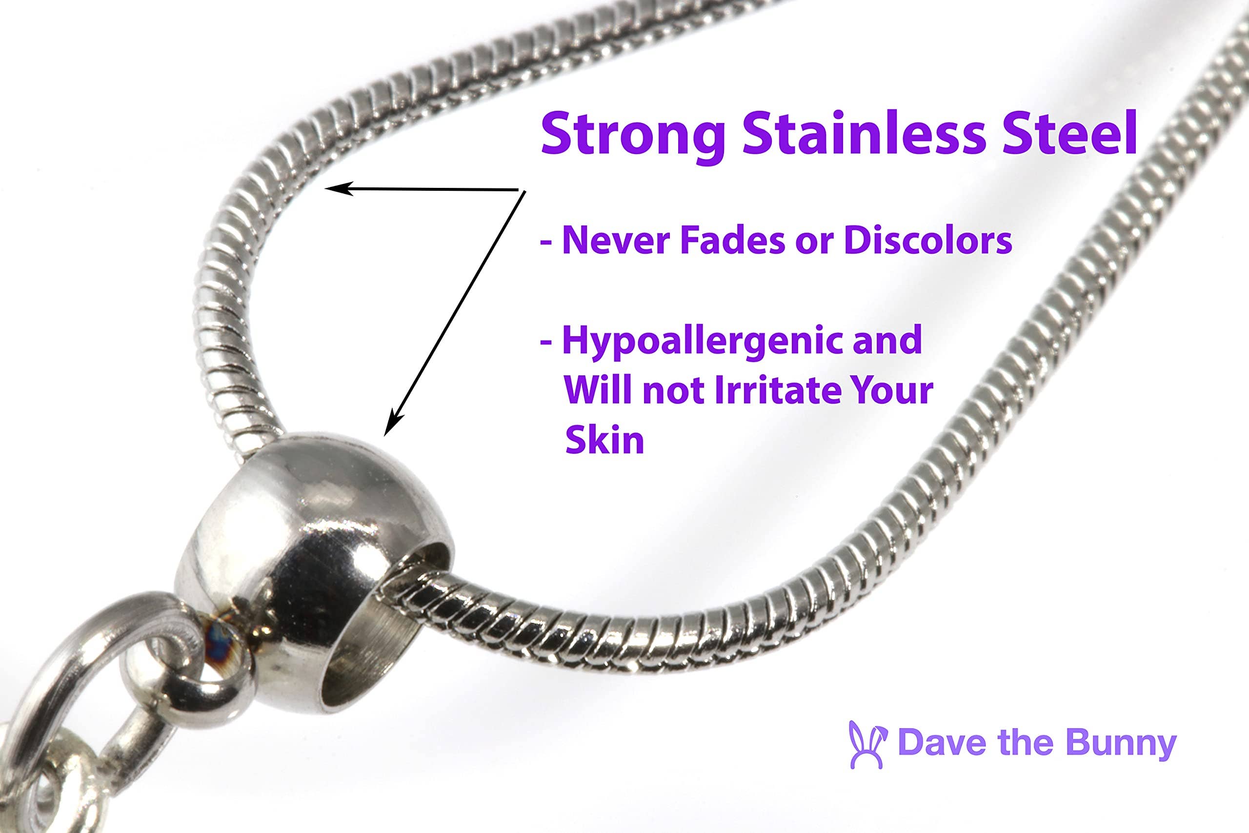 Dave The Bunny – wholesale Pendant/charm necklace – Frog Gifts for Women - 100% Stainless Steel Snake Chain with Cute Frog Stuff and Frog Necklace Cute Stuff for Teen Girls Accessories for Teen Girls and Cool Stuff for Teens nice Frog Jewelry for Women1