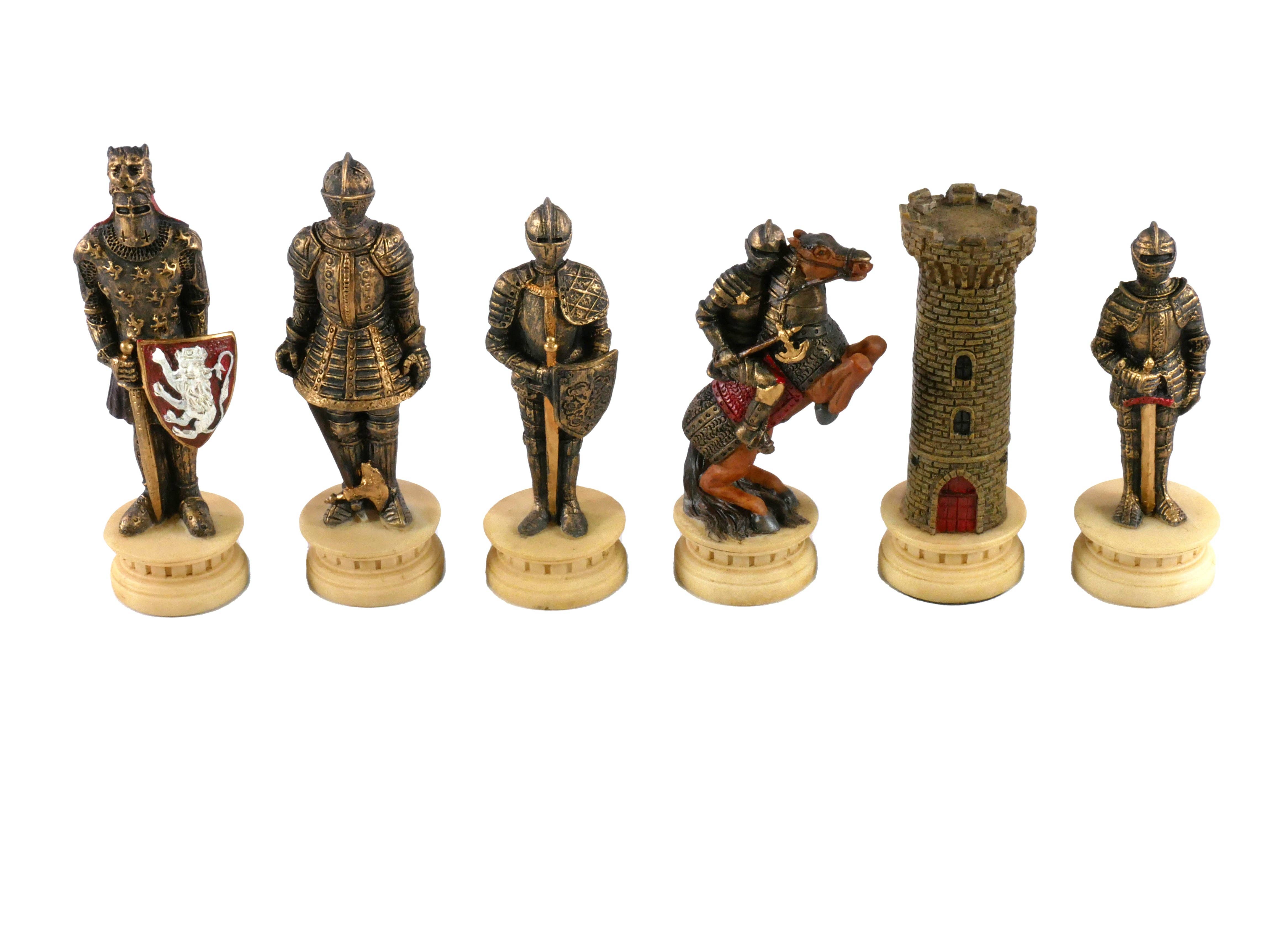 WorldWise Imports - Wholesale Board Game - Chess Pieces - Knights in Armor Hand Painted Resin Chess Pieces1