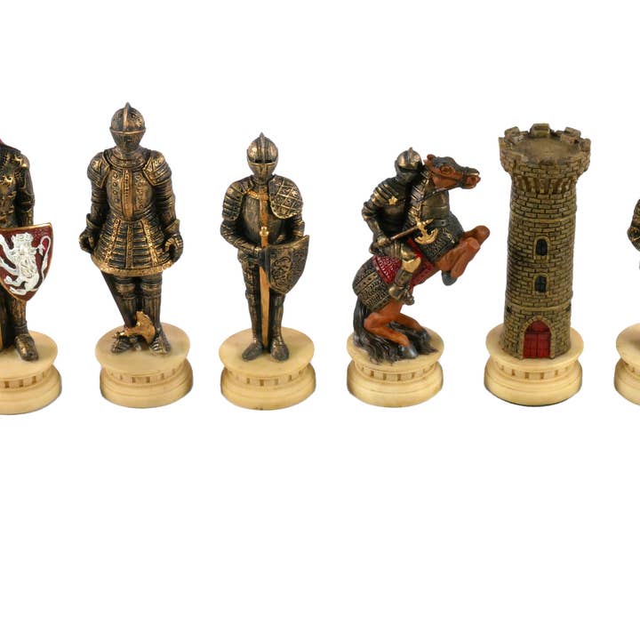 WorldWise Imports - Wholesale Board Game - Chess Pieces - Knights in Armor Hand Painted Resin Chess Pieces1