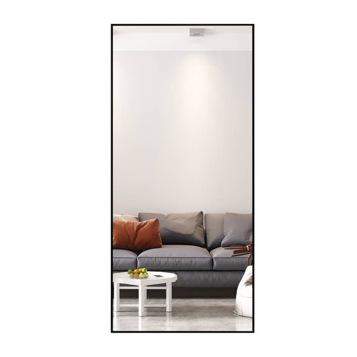 Tempered Mirror 71" x 32" Tall Full Length Mirror with Stand, Black Wall Mounting Full Body Mirror, Metal Frame Full-Length Mirror for Living Room, Bedroom for wholesale on Faire