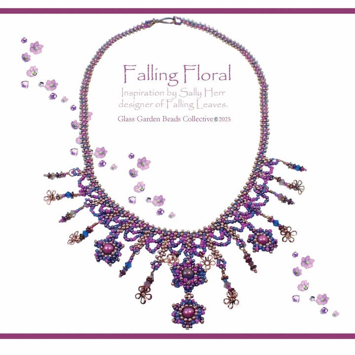 Falling Floral Necklace Kit for wholesale by Glass Garden Beads Collective, PLLC