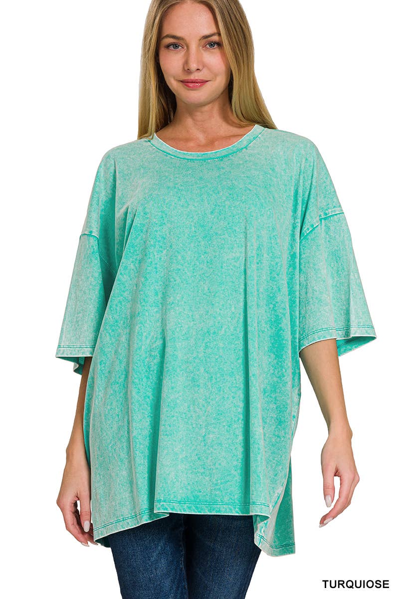 42POPS - Wholesale Knit Top - Women's - `.Acid Wash Cotton Oversized Tee60