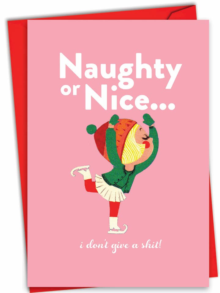 Biglietto di Natale con scritta «Naughty Or Nice Skater» per la vendita all'ingrosso da parte di NobleWorks