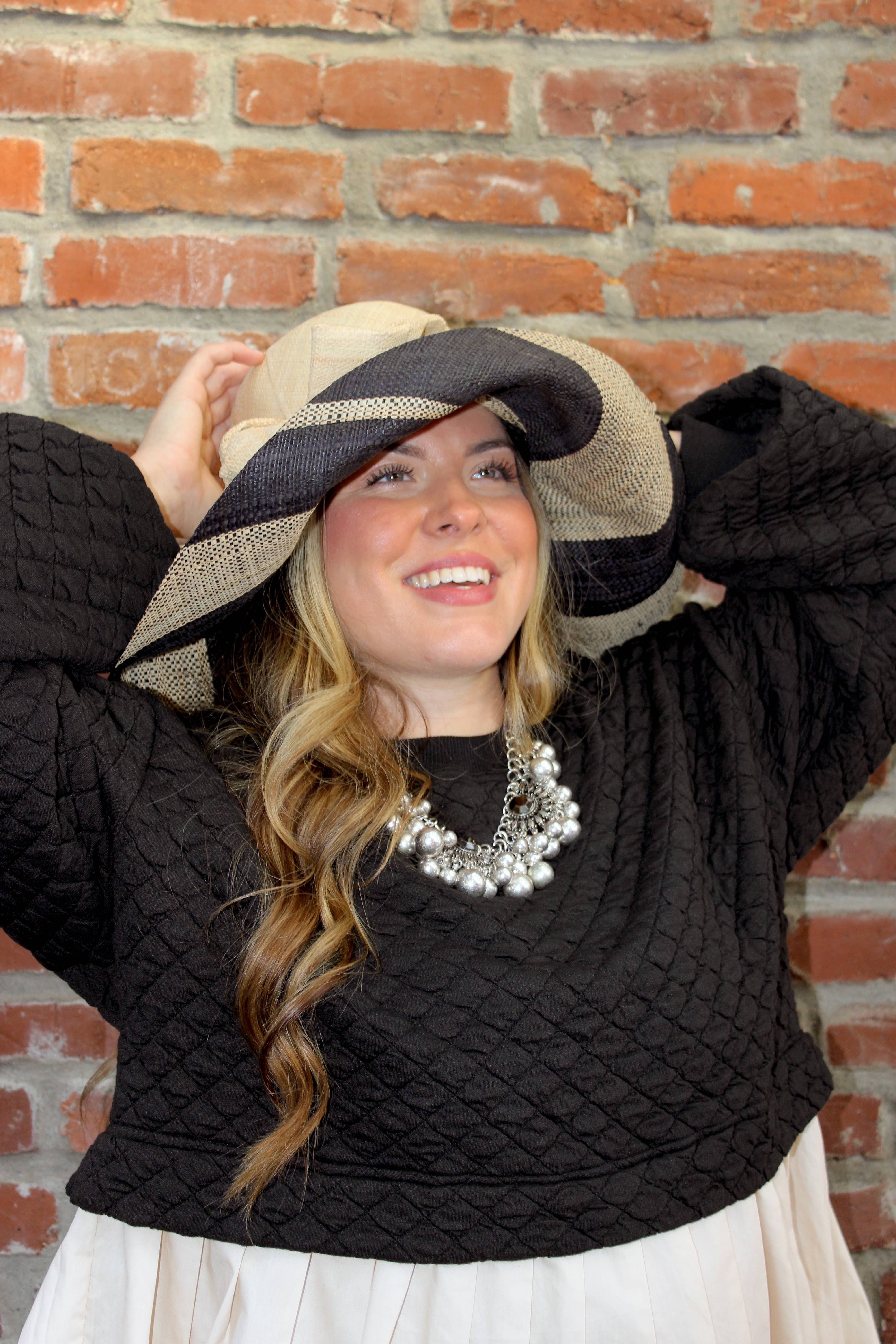 Shebobo - Wholesale Straw Hat - Women's - Audrey 5" & 7" Wide Brim Big Bow Stripe Straw Sun Hats10