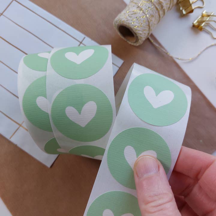 Autocollants - cœur blanc sur fond vert pour la vente par JUDITH maakt