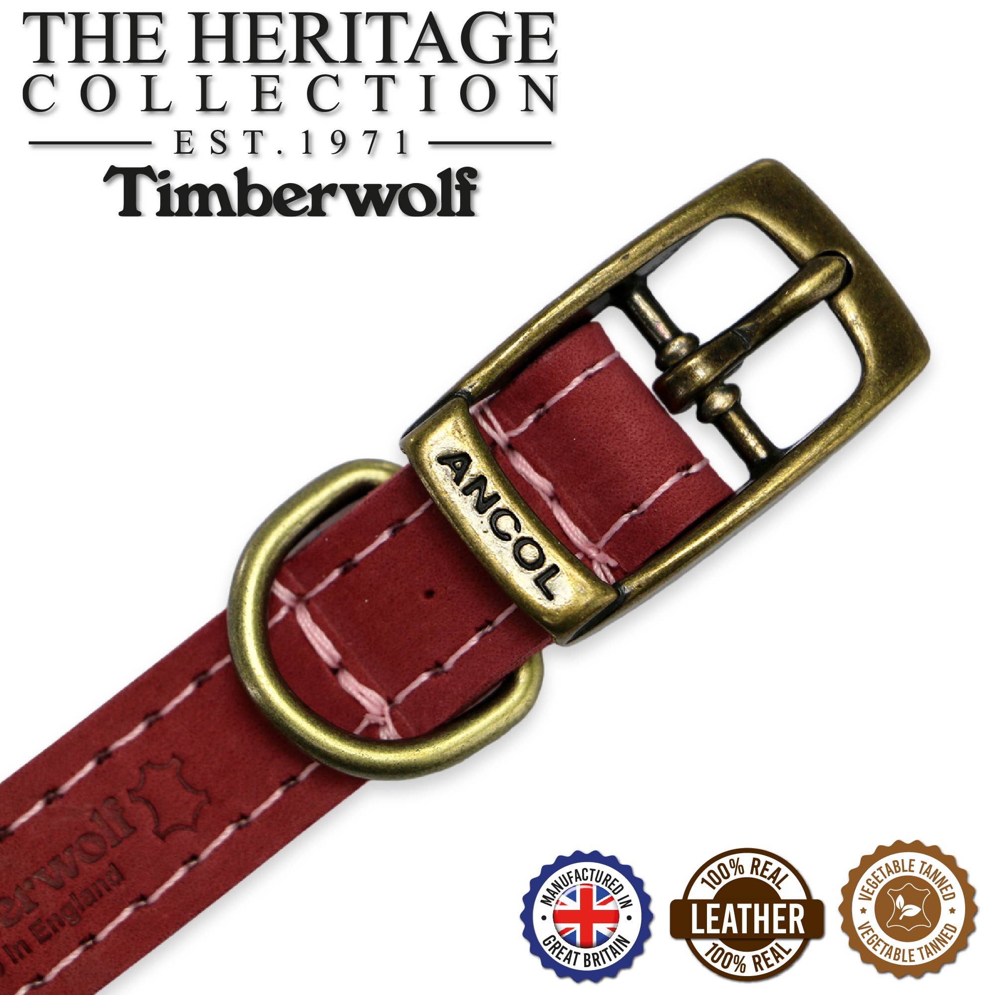 Ancol Pet Products Ltd - Wholesale Pet Collar - Dog - Timberwolf Leather Collar Raspberry2
