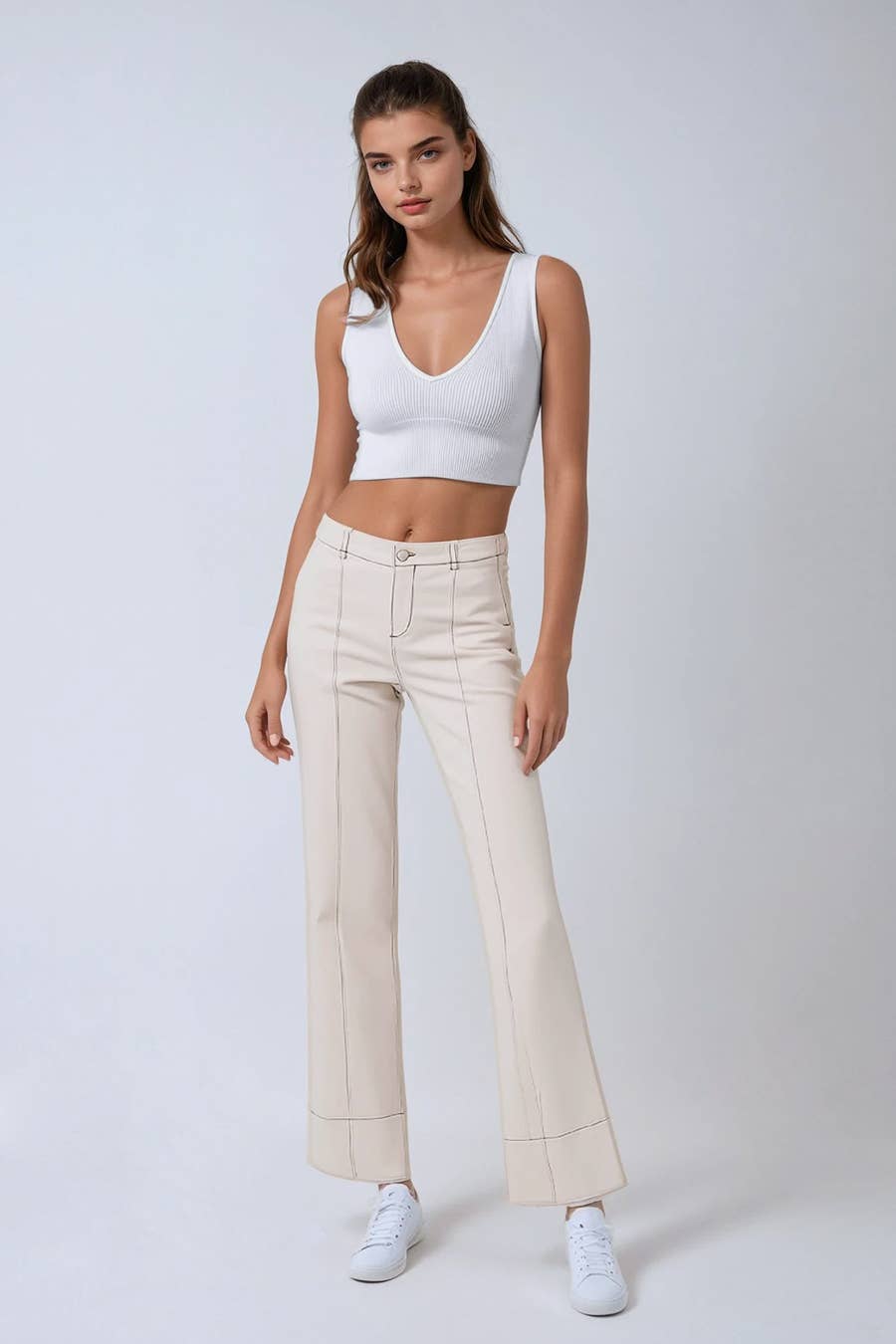 NIKIBIKI - Wholesale Knit Top - Women's - NS7829 - Plunge V-Neck Crop Top4