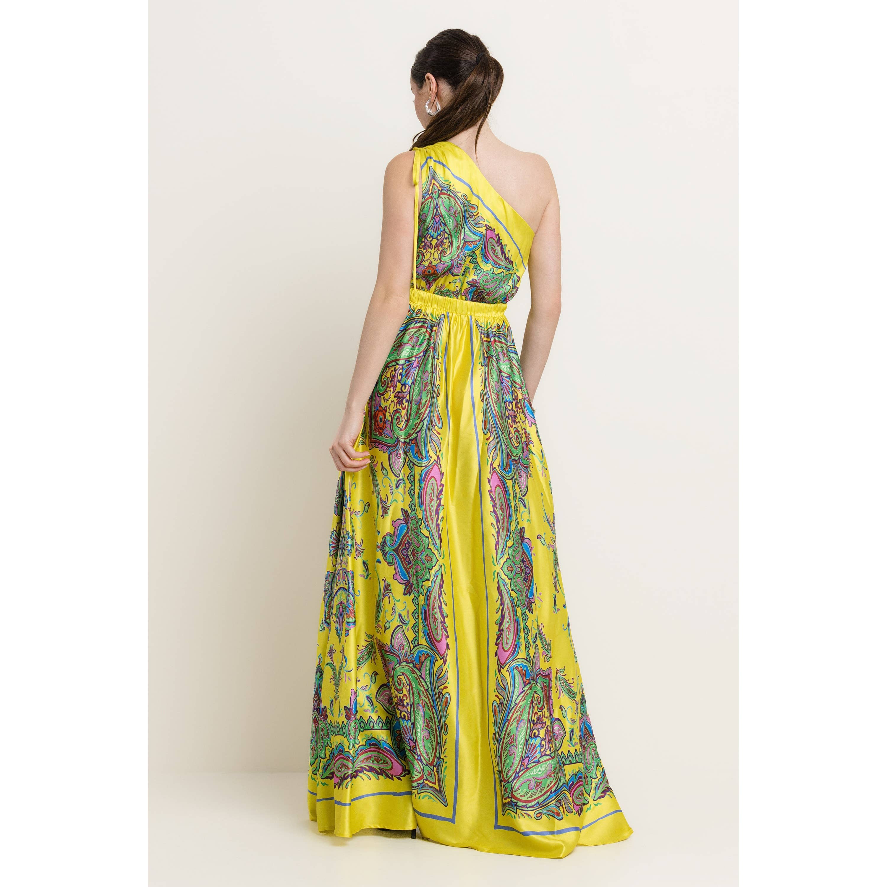 The Sang - Wholesale Dress - Women's - SATIN BORDER PRINT ONE SHOULDER MAXI DRESS10