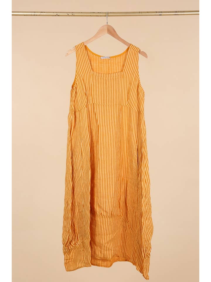 la maison des fibres naturelles - Wholesale Dress – Women's - Sleeveless striped dress 6223stripe 100%LINEN