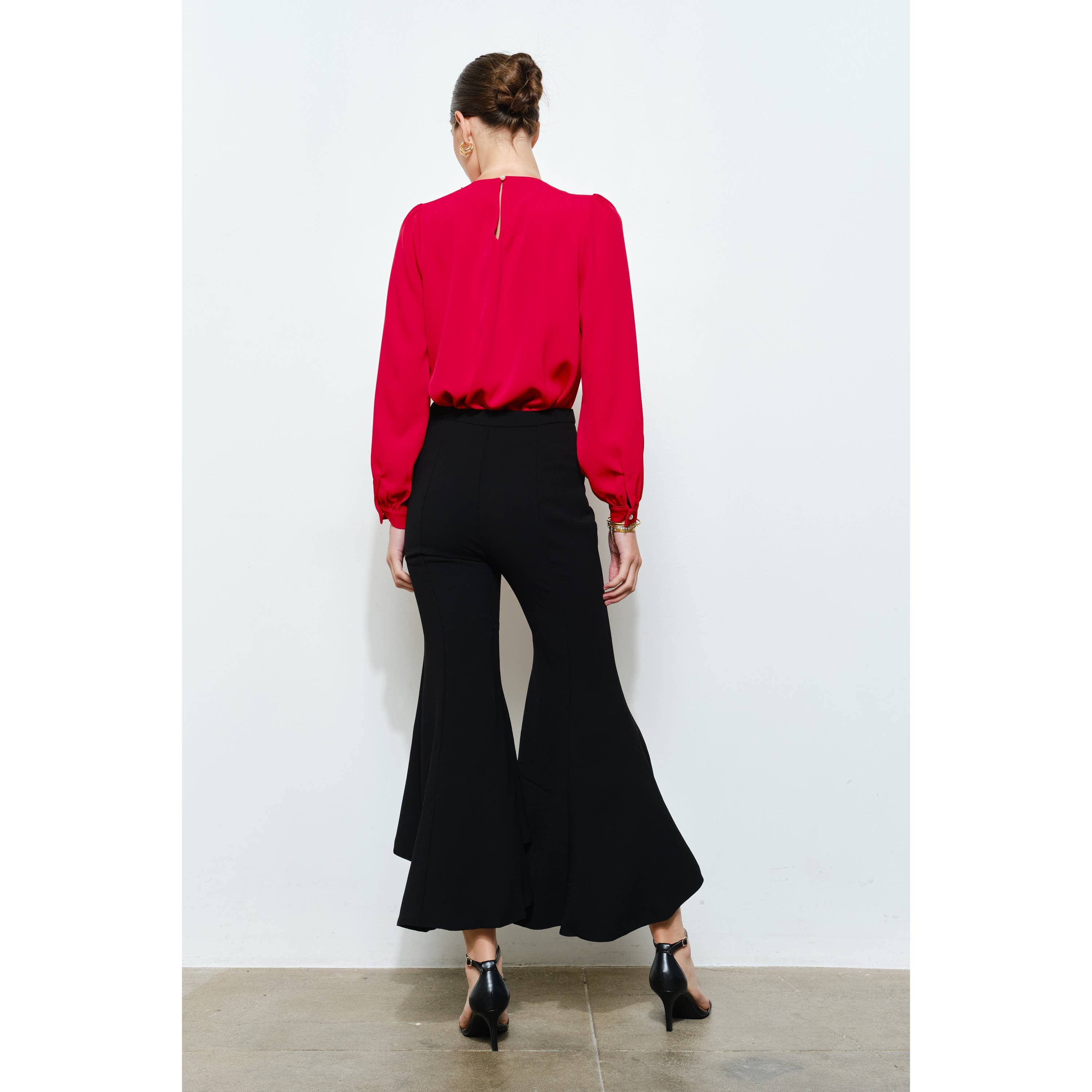 INA – Engroshandel Bukser - Dame – Draperede Flæse Høj-Lav Flare Bukser6