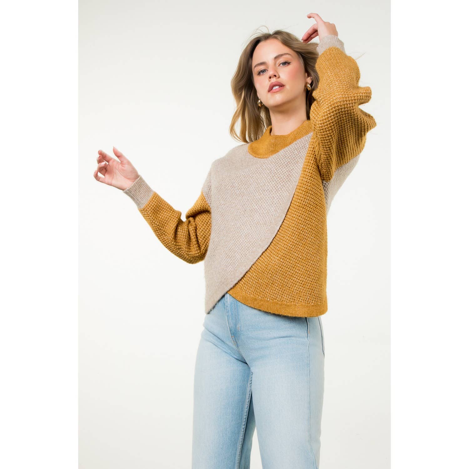 THML - Wholesale Knit Sweater - Women's - Colorblock Knit Sweater8
