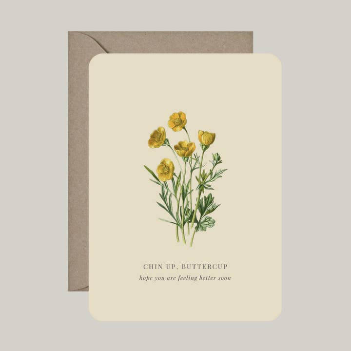 Card with envelope | chin up, buttercup - hope you are feeling better soon for wholesale by De Papierboetiek