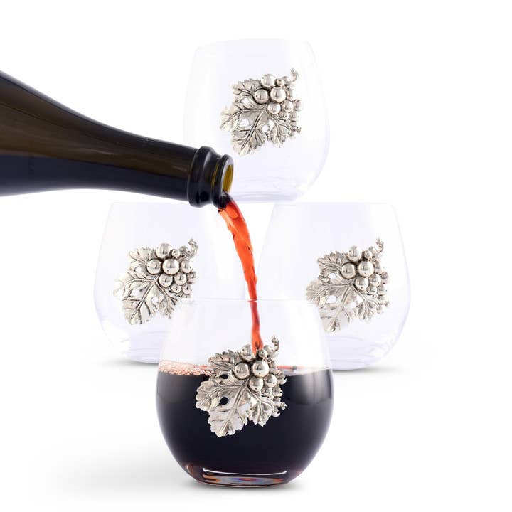 Grape Stemless Wine Glasses - Set of 4 for wholesale by Arthur Court
