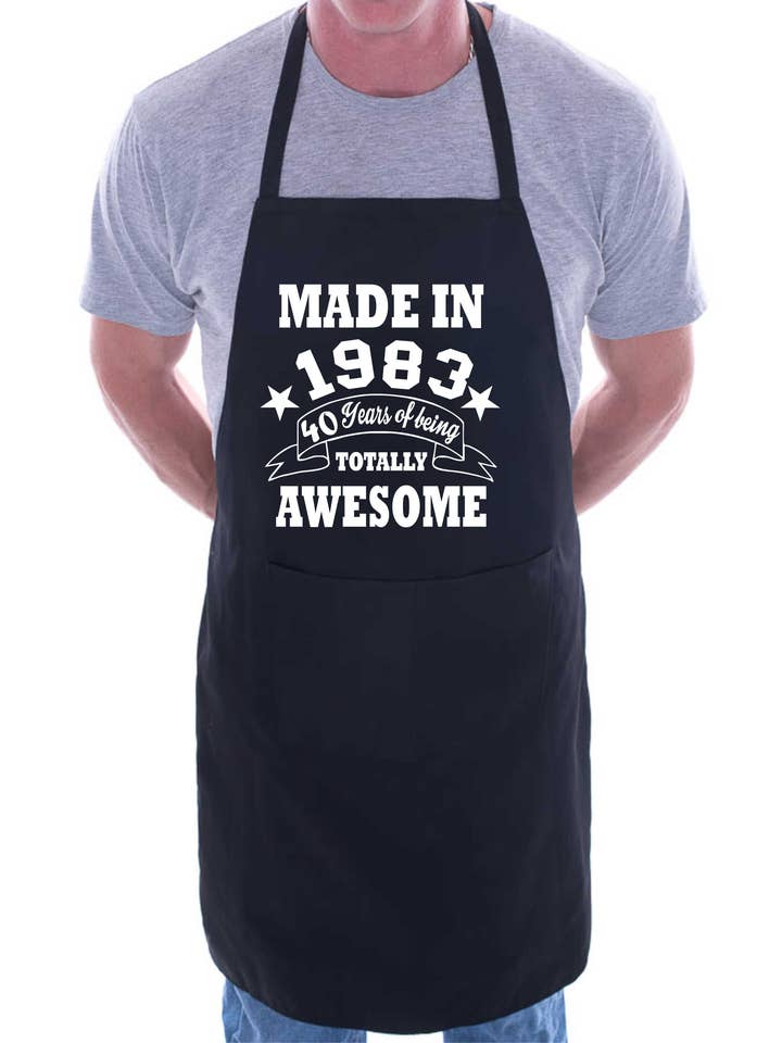 40th Birthday Made In 1983 BBQ Cooking Funny Novelty Apron for wholesale by Print4U