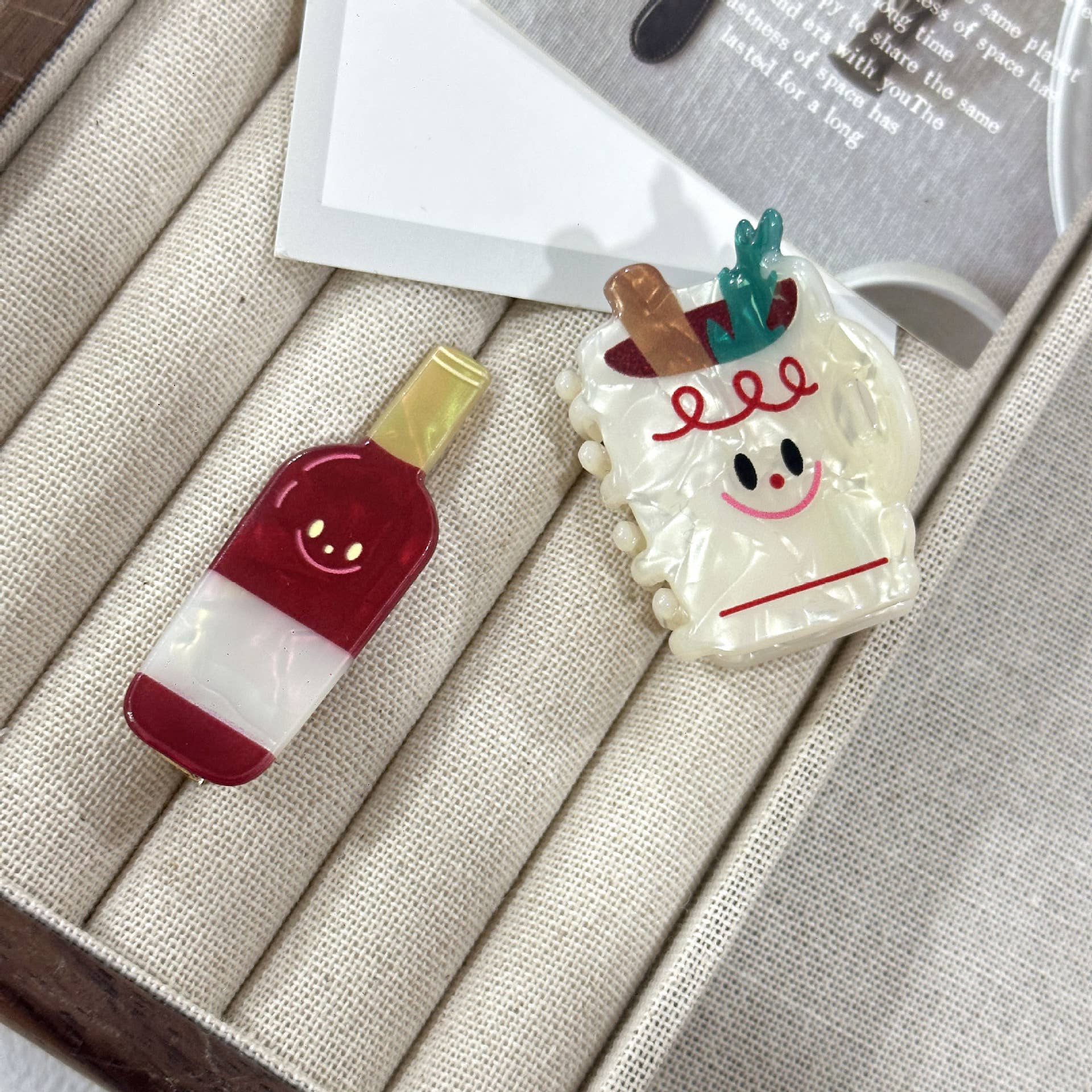 SoapElenGlen - Wholesale Hair Clip - Women's - Fun Food Claw Clip, Red Wine Side Clip8