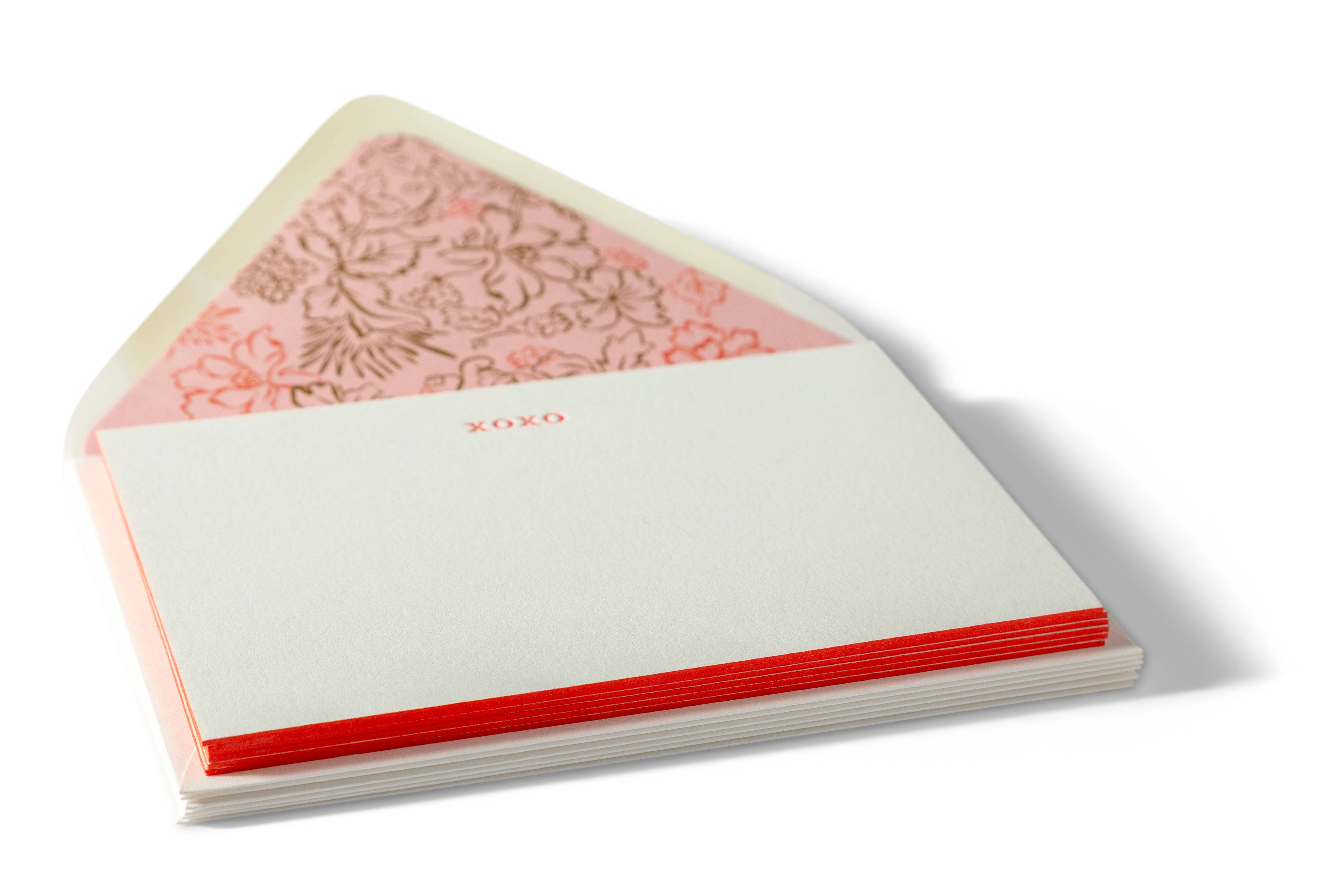 Color Box Design & Letterpress – wholesale Kontorsmateriel/Notecard Set – XOXO | Fancy Pants brevpapper med boktryck och målade kanter1