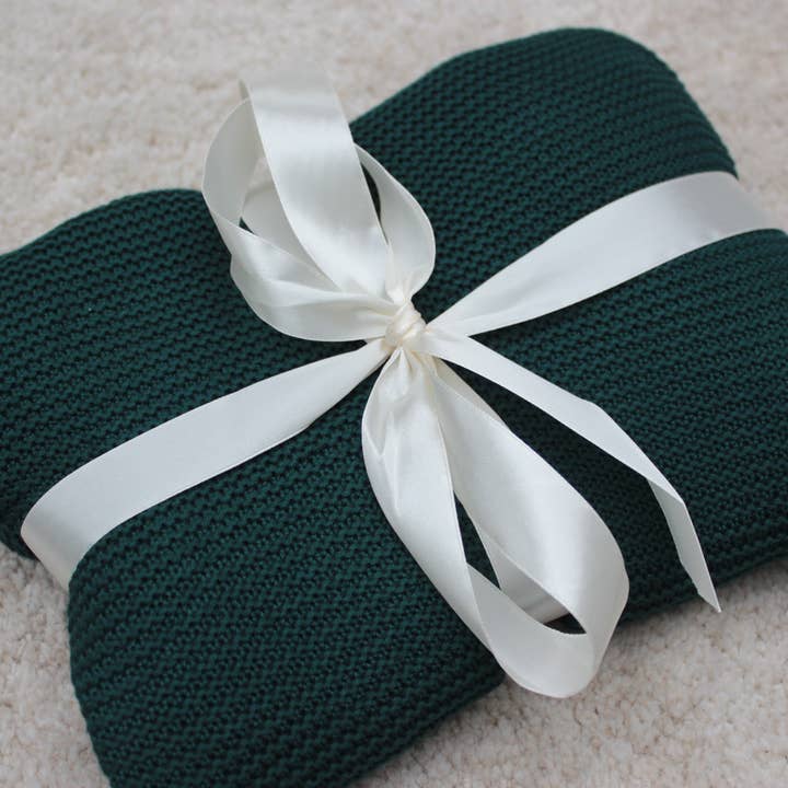 Coperta a maglia grande, colore: verde foresta per la vendita all'ingrosso da parte di The Bamboo Baby Company