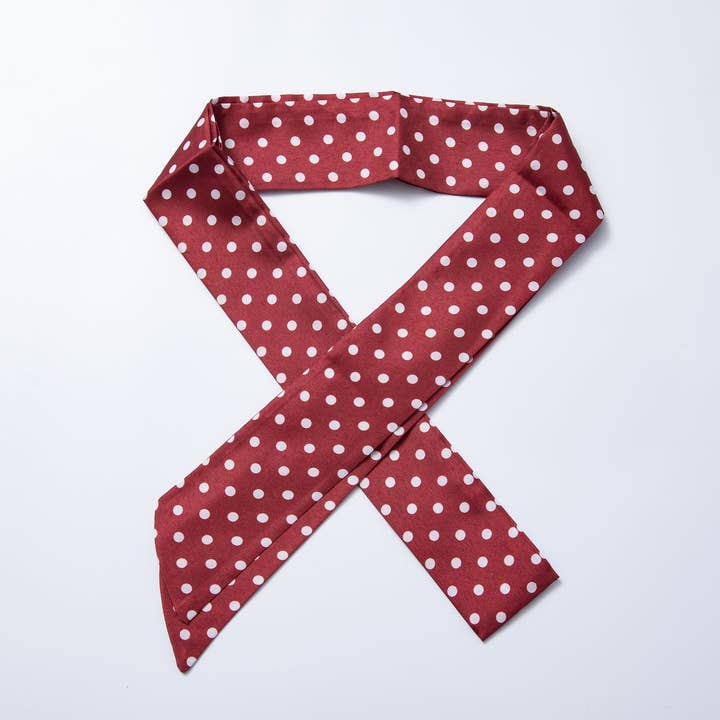 Polkadot Red 41mm Soft Faux Silk Bandana Scarf Necklace | WA-1889 for wholesale by Aim Eternal
