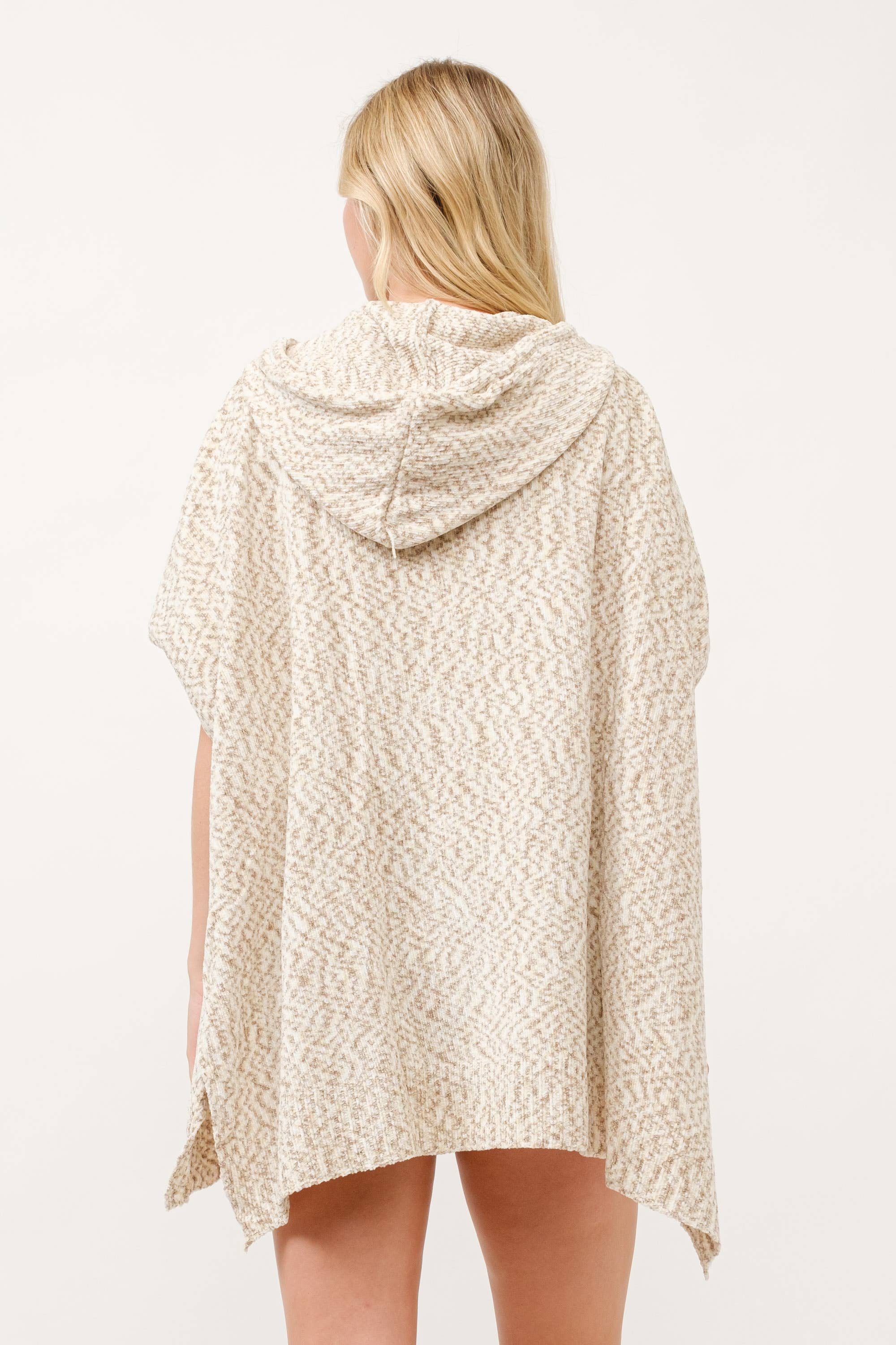 Raj Trading & Imports (USA) Inc. - Vente Poncho – femme - Pull poncho à capuchon Eugenia - Oatmeal2