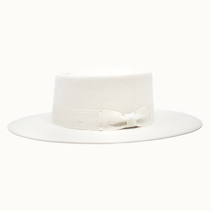 Olive & Pique - Wholesale Fedora - Unisex - VIDA - 100% Wool Felt Gambler Hat, Satin Lined, Unisex, Ivory