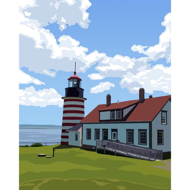 Impression d'art du phare de West Quoddy Head pour la vente par Lehoux Art