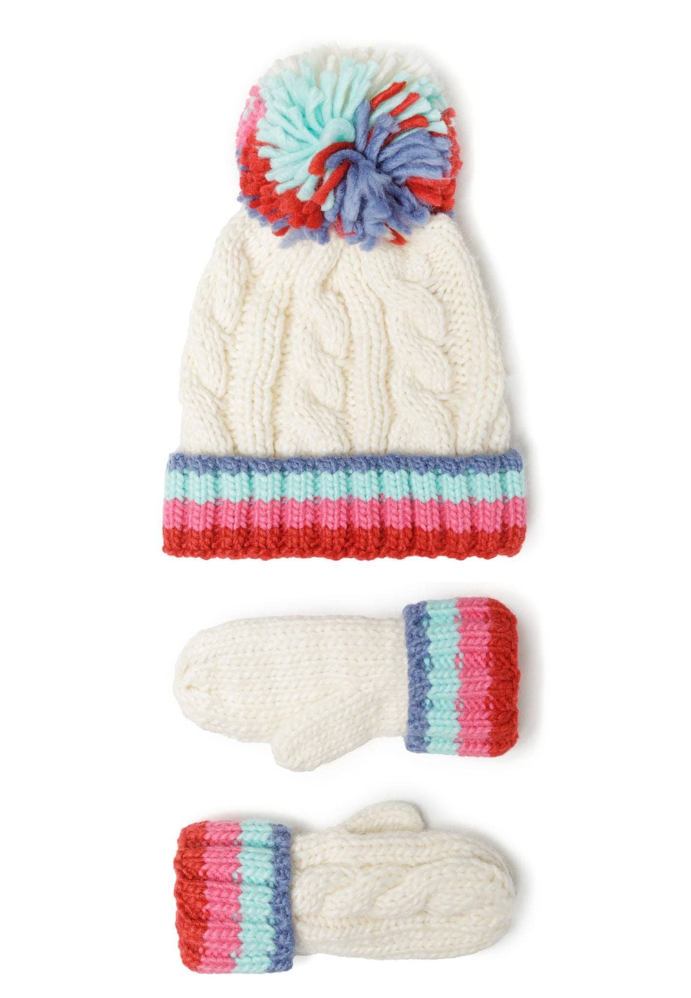 Minoti sp. z o.o. – Engroshandel Hue - Børn – Pigernes pomponhat og handskesæt creme 6m-8y1