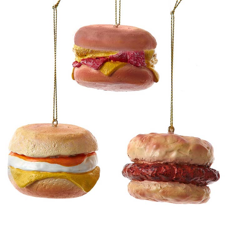 Kurt S. Adler, Inc. - Wholesale Ornament Set - 2.5"RES MCBREAKFAST SANDWICH ORN 3A