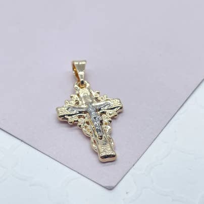 18k GF Pendant With Silver Toned Jesus for wholesale by Milie