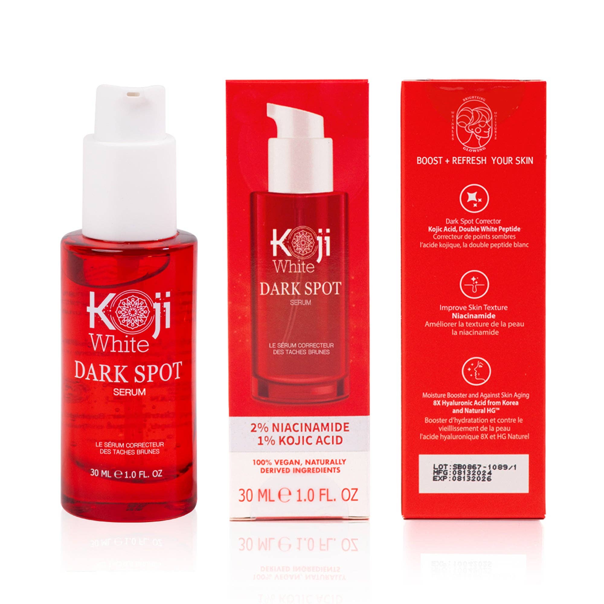 Koji White - Wholesale Facial Serum/Concentrate - Koji White Dark Spot Brightening Serum with X8 Pure Hyaluronic Acid From Korean,Skin Care Product 1 Fl Oz7