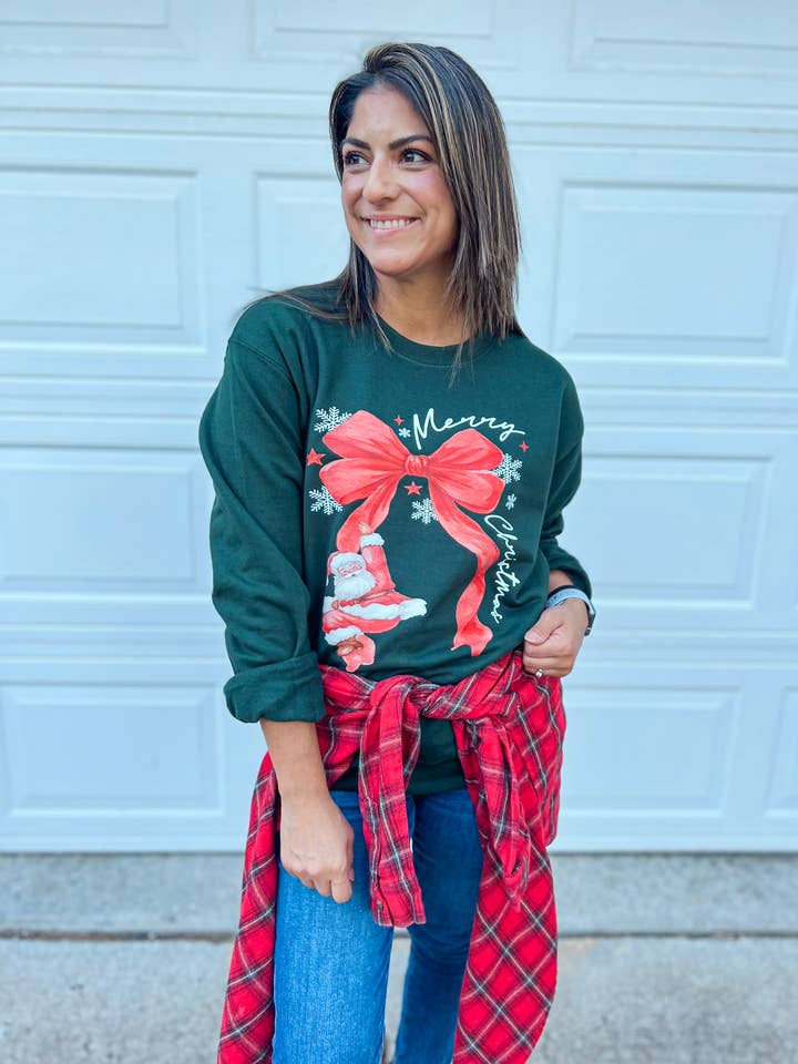 SANTA BOW SWEATSHIRT (FORREST) for wholesale by Southern Babe Wholesale