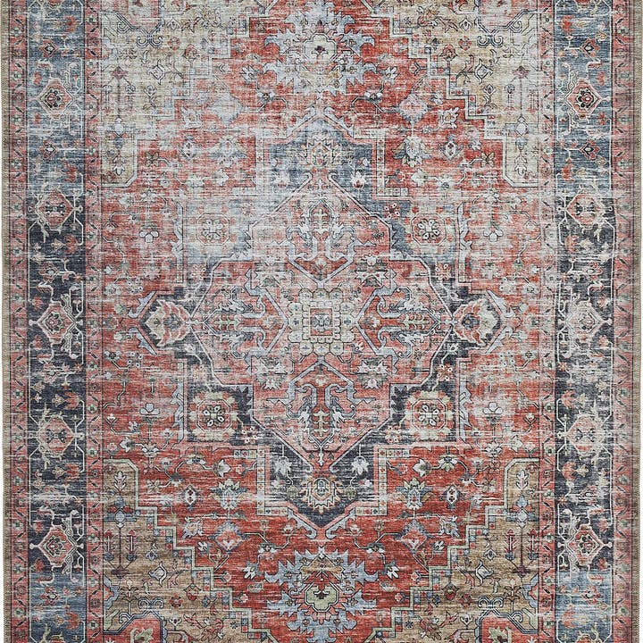 Water-Repellent Transitional Persian Red Blue Area Rug for wholesale by Koshani